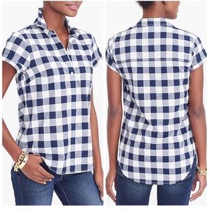 J Crew Factory Gingham Popover Top